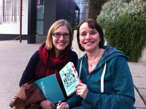 With Zoe and her bookmarked copy!